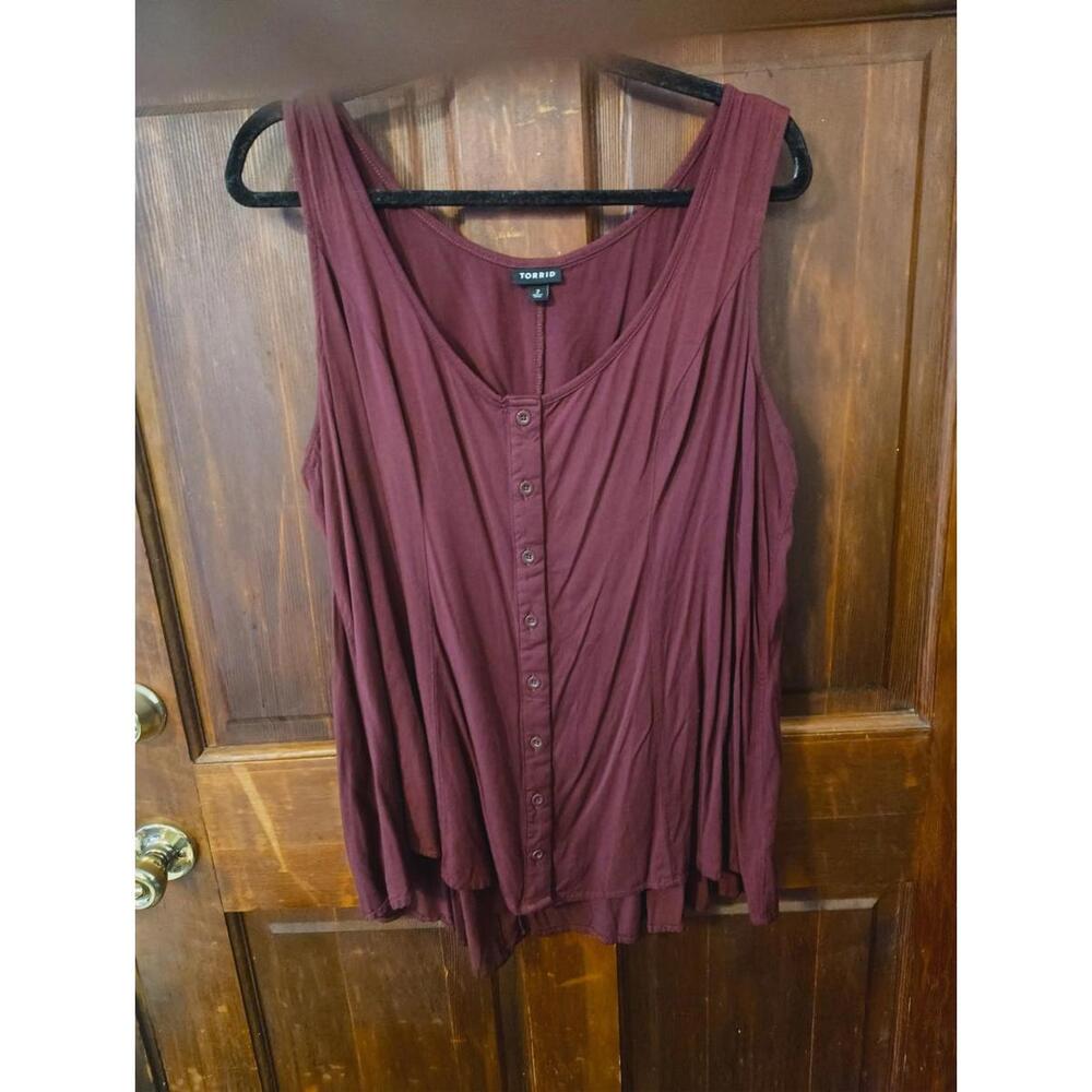 Torrid Sleeveless Eggplant Purple Blouse With Tie Belt Design Size 2x